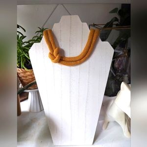Woven boho handmade choker necklace - mustard